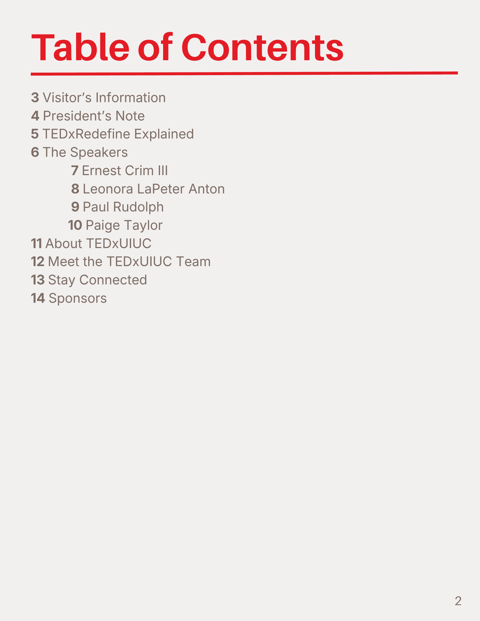 TEDxUIUC event brochure page 2